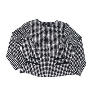 Talbots textured Houndstooth  Blazer Jacket Black white women's 12P